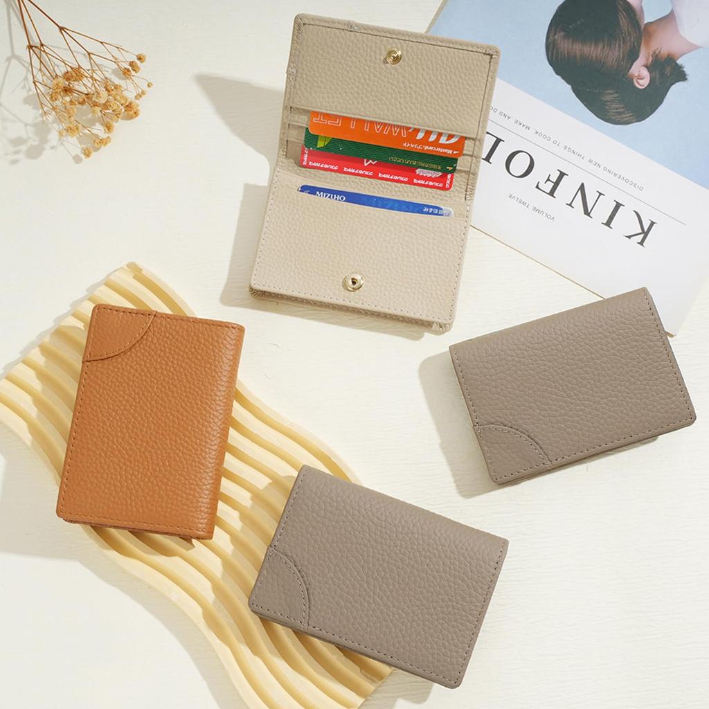 KEKVE Women's Business Card Holder, Unisex, Single-Layer Cowhide Leather, Multi-Function, Slim, Easy Access, Large Capacity (50 Cards), Holds 50