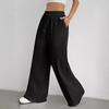Solid Color Urban Casual Elastic Waist Straight Leg Pants Multi Color Casual Wide Leg Trousers