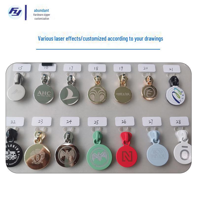 Premium Zinc Alloy Laser-Engraved Zipper Puller for Luggage & Clothing - Sizes No. 3 & No. 5