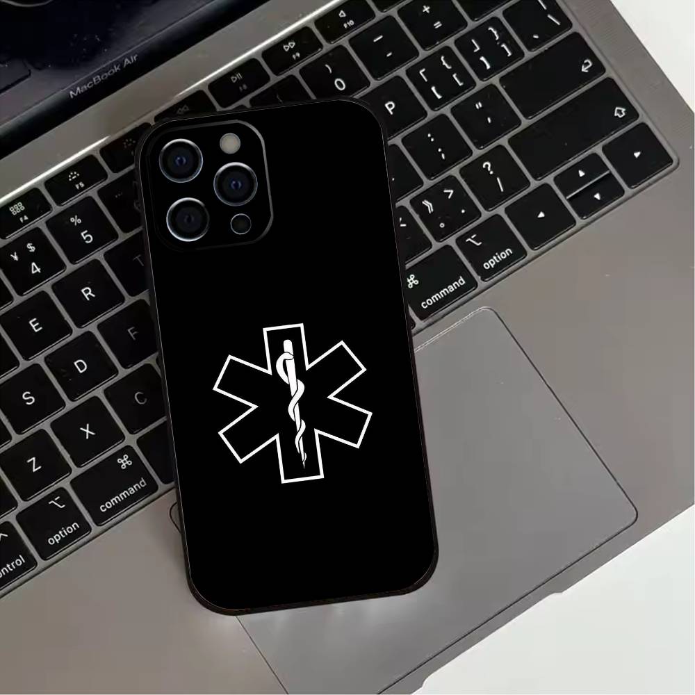 EMT EMS Ambulance LOGO  Phone Case For iPhone 17,16,15,14,13,12,11 Plus,Pro Max,XS,Soft Silicone Black Cover