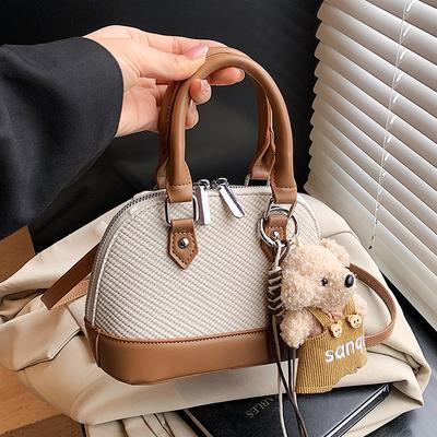Korean Version of Niche Retro Style Contrasting Colors Splicing Portable Shell Bag Temperament Versatile Advanced Texture Commuter Messenger Bag Women