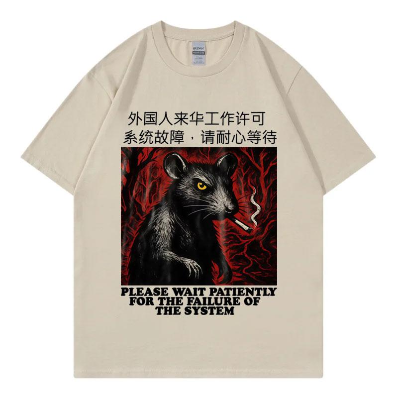 Chinesische Ratte Raucher Meme Grafik T-Shirts Gothic Vintage Kurzarm T-Shirts Unisex Damen Lässige Mode Lockeres T-Shirt Streetwear