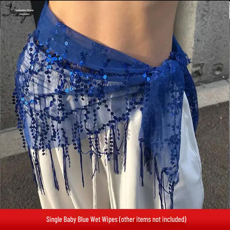 Trendig Paljetttofs Höftscarf - Mångsidigt Midjeaccessoar för Jazz- & Streetdans