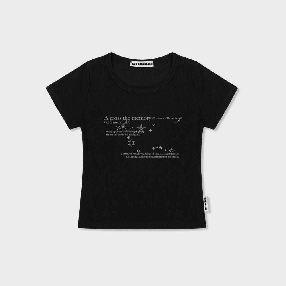 CHICKS Cross Memory Slim Fit Short Sleeve T-Shirt Black