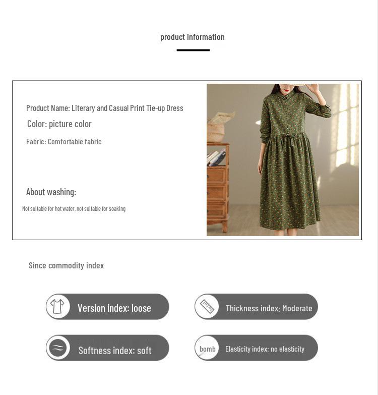 Mori Style Floral Cotton Turn-Down Collar Long-Sleeve Shirt Dress, 2025 Autumn Collection