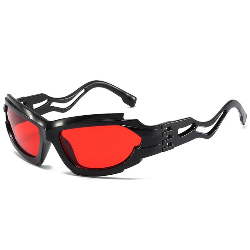 SO&EI Ins Popular Fashion Cat Eye Sports Driving Sunglasses Men Vintage Punk Gradient Mirror Goggles Women Hollow Shades UV400