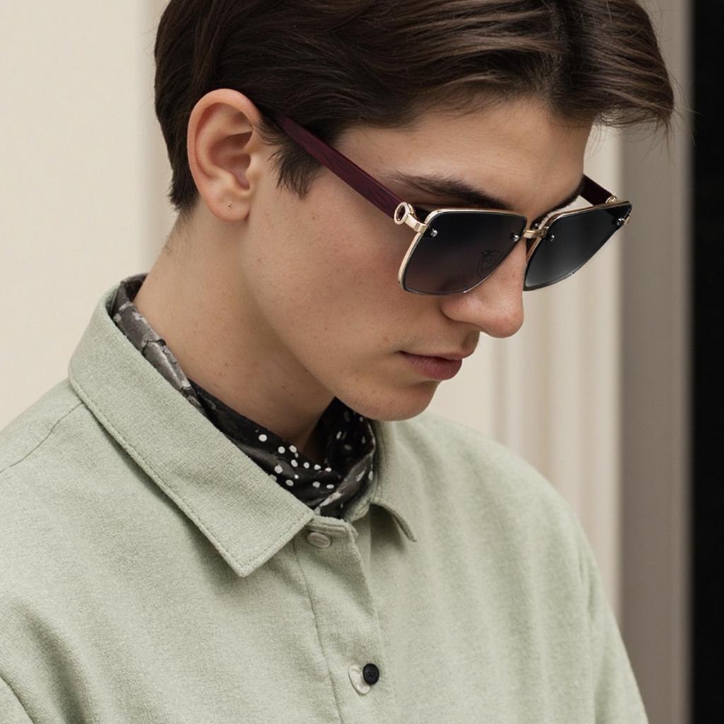 Fashion Men Retro Square Glasses Metal Women's Shades Brand Design Driving Sunglasses New Double Bridge Pilot Sun Glasses