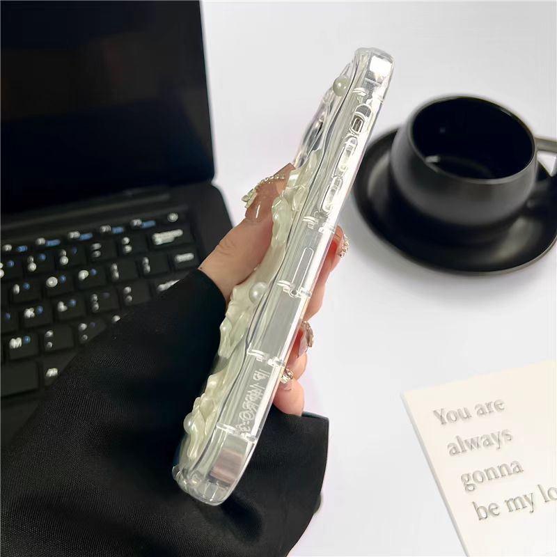 Urocze etui 3D z perłową kokardką i falami na telefon iPhone 17 Air 16 15 14 13 12 11 Pro Max Plus Miękki amortyzujący zderzak Osłona ochronna