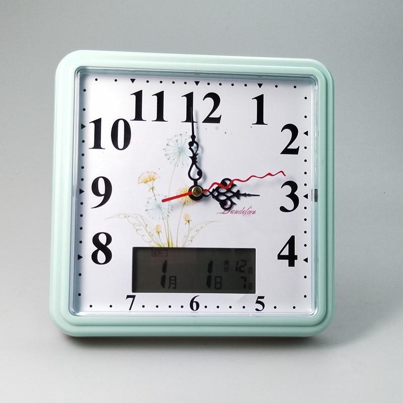 

Настенные часы двойного назначения кварцевые часы простые квадратные часы с электронными часами и отображением лунного календаря