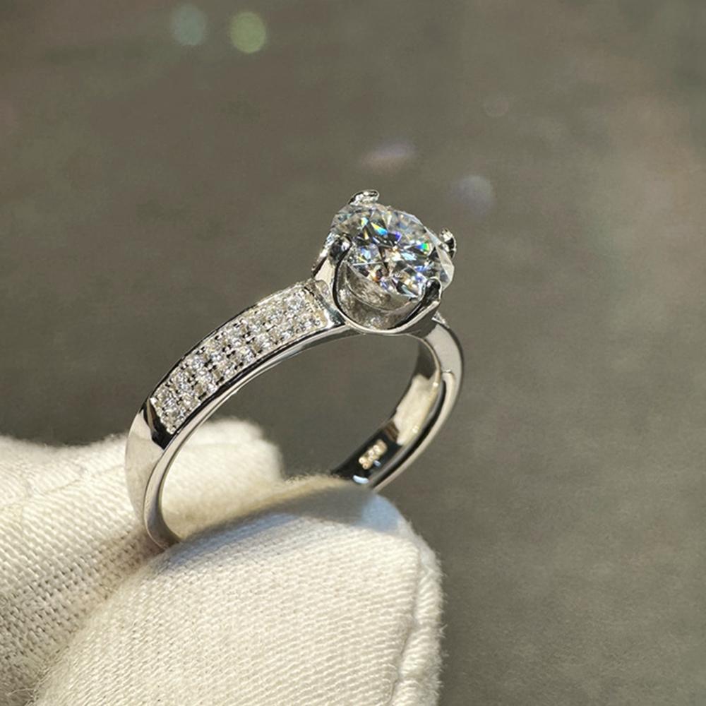 Vinregem Classic 100% 925 Sterling Silver Round Cut 7MM 1.25CT 3EX VVS1 D Color Real Moissanite Diamonds Ring 2Pcs Wedding Engagement Jewelry