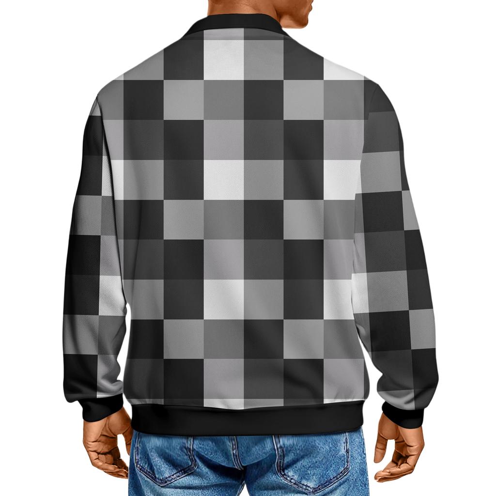 Herren Freizeitmode Bedrucktes Revers Langarm Gestricktes Unterziehshirt Top