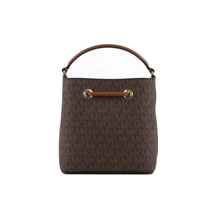 Michael Kors MK Suri Monogram Coulisse Tela e Pelle Borsa a Secchiello Donna borse Marrone Ghianda 35T0GU2C0B-200