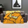 GATTO GIALLO Garfield Plaid Morbido Pile Corallo Coperta 310gsm Soffice Caldo Plaid per Divano Letto Divano Arredamento Camera da Letto