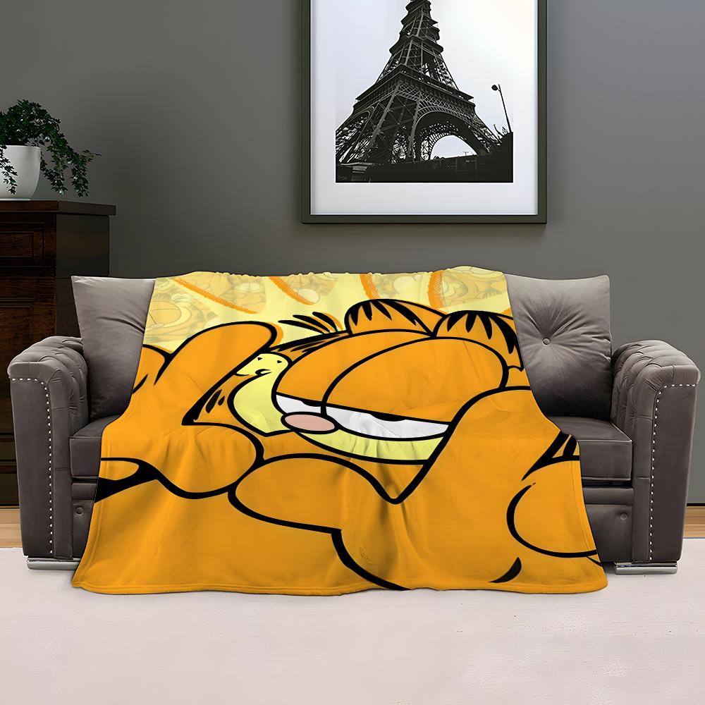 GATTO GIALLO Garfield Plaid Morbido Pile Corallo Coperta 310gsm Soffice Caldo Plaid per Divano Letto Divano Arredamento Camera da Letto