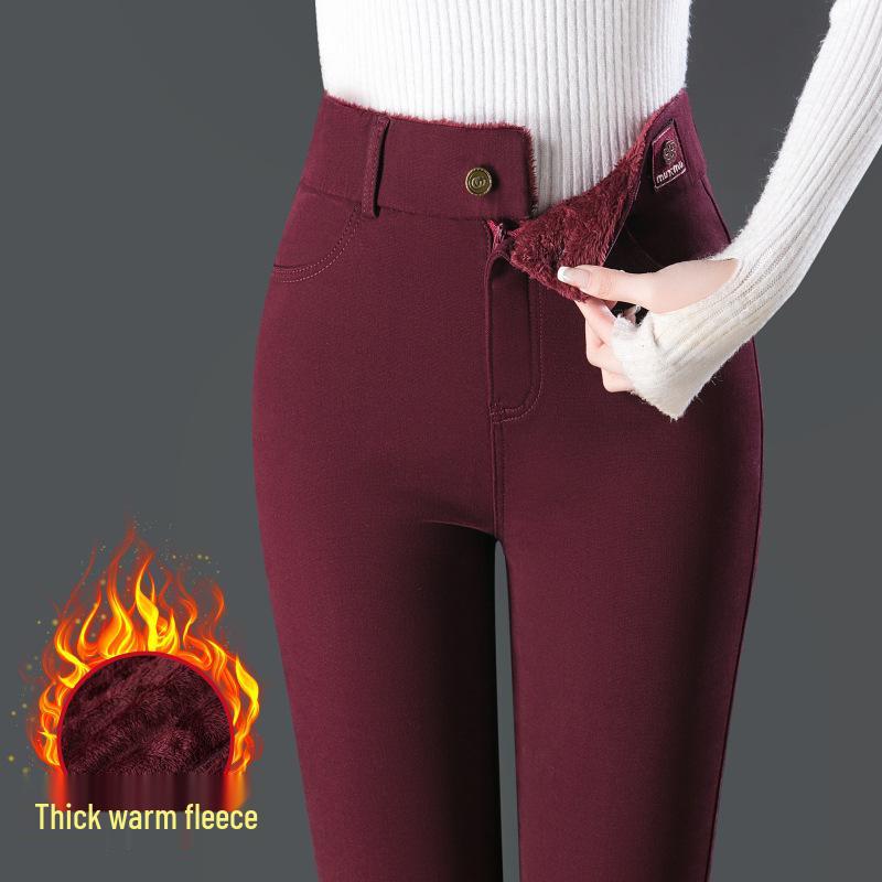 

Теплые джинсы скинни с высокой посадкой для осени/зимы - Утягивающие, эластичные, плюс бархат, джинсы мом 28/95-105 lbs