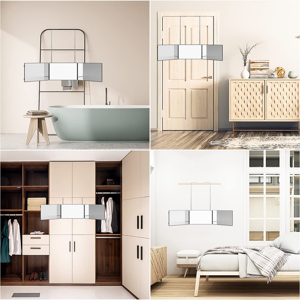 HeGeed makeup height angle tabletop makeup makeup HD mirror allows you to see the back of the stable use and shatterproof 3-way mirror, mirror,