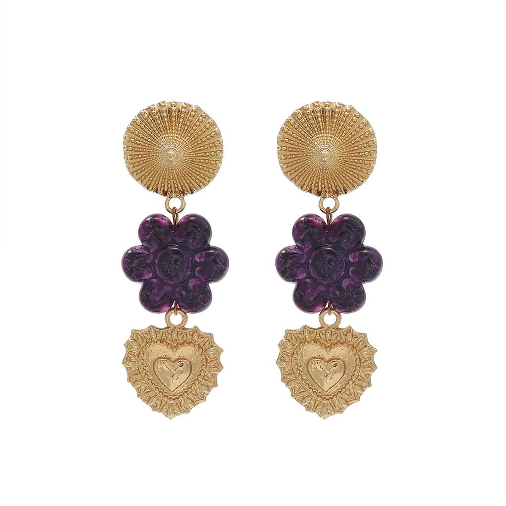 Vintage Multi Layer Dangle Earrings for Women Enamel Flower Heart Drop Earrings Fashion Charm Beach Vacation Jewelry Accessories