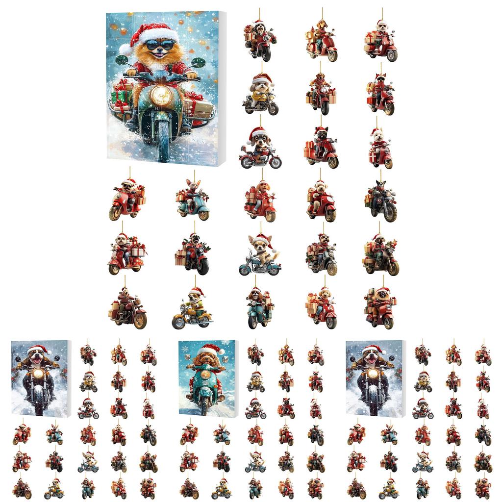 Christmas Dog Themed Advent Calendar With Acrylic Material And 24 Decor Accessories For Holiday Decor