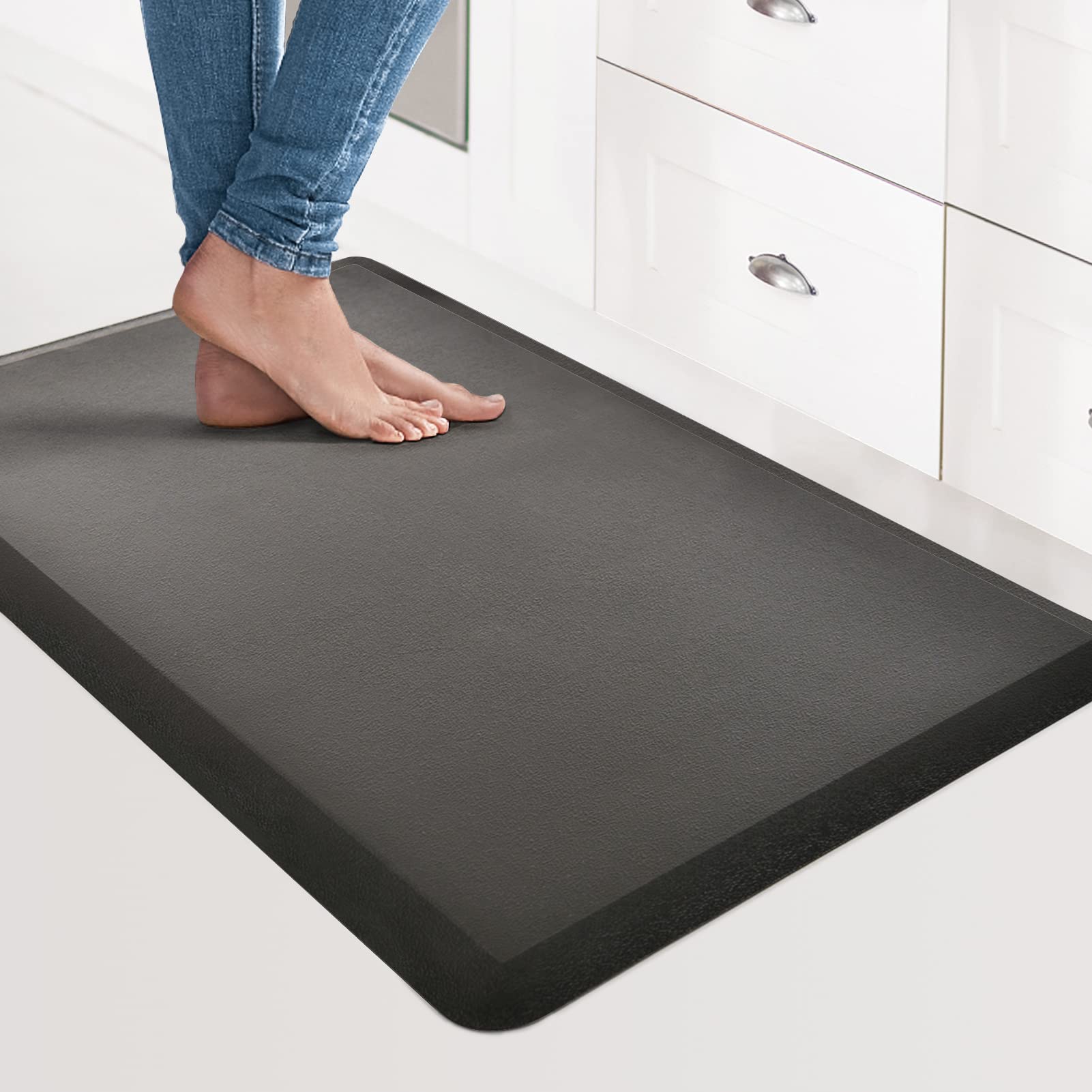

Kitchen Mat Cushioned Anti-Fatigue Rug,17.3 x 47.2 ,Thick Waterproof Non-Slip Kitchen Mats and Rugs Heavy Duty Ergonomic Comfort See below for size descriptions чёрный