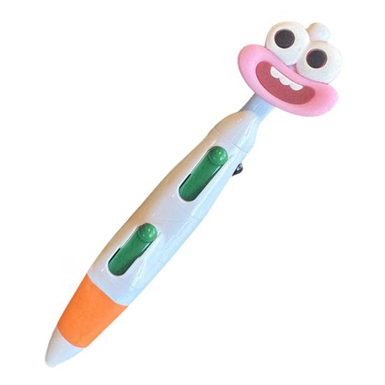 4-in-1 Cartoon Ballpoint Pen Cute Big Mouth Gel Pen with Multi-Color Ink Fun Writing Tool for Students Journaling