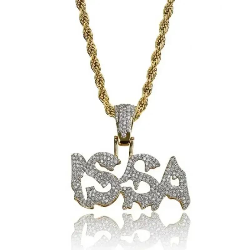 Bling Iced Out Savage Pendant Cubic Zirconia Letter Necklace for Men Women Hip Hop Rock Rap Party Jewelry