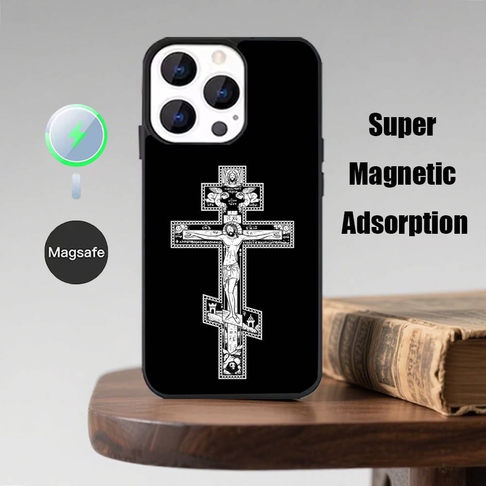 Orthodox Christian Cross Icon Phone Case  For iPhone 16,15,14,13,12,11,Pro,Max,Plus,Mini,Magsafe,Magnetic Wireless Charging Case