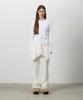 THREE TO EIGHTY Pin-Tuck Bootcut Skirt Pants Ivory