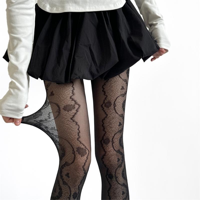 Patterned Tights Fishnet Stockings Floral Pantyhose Stockings Leggings Lace Tights for Women Girls Summer Leggings