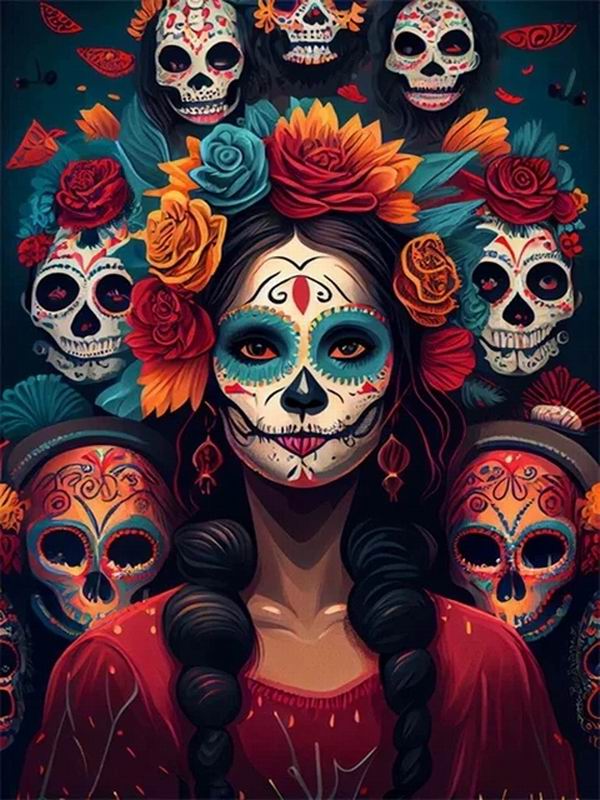 Diamantová malba Nová kolekce 2024 Ženy Květina Lebka Diy Plně Čtvercový Kulatý Vrták Štrasové vyšívání Dívčí Mozaika Sady křížkového stehu