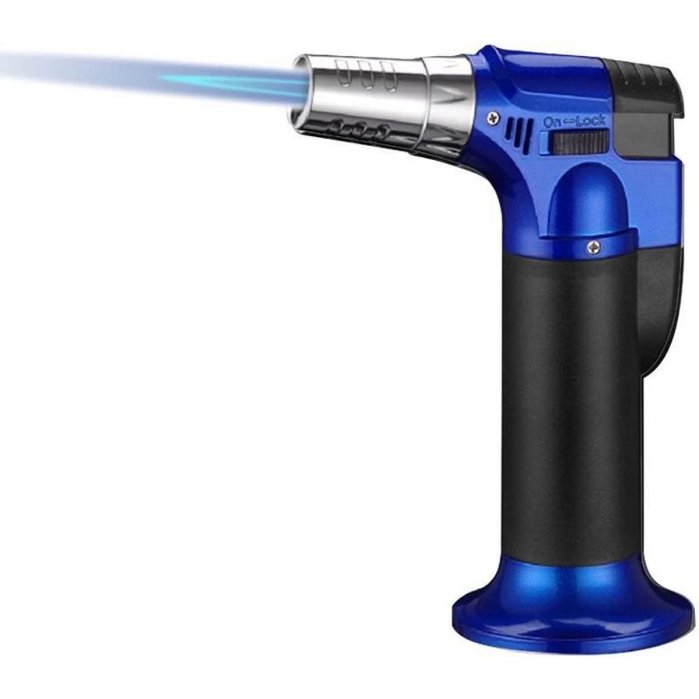 

Бутановая зажигалка, Зажигалка с реактивным пламенем, регулируемая, двойное пламя, ветроустойчивая, перезаряжаемая(Бутановый газ не включен) 1pcs синий