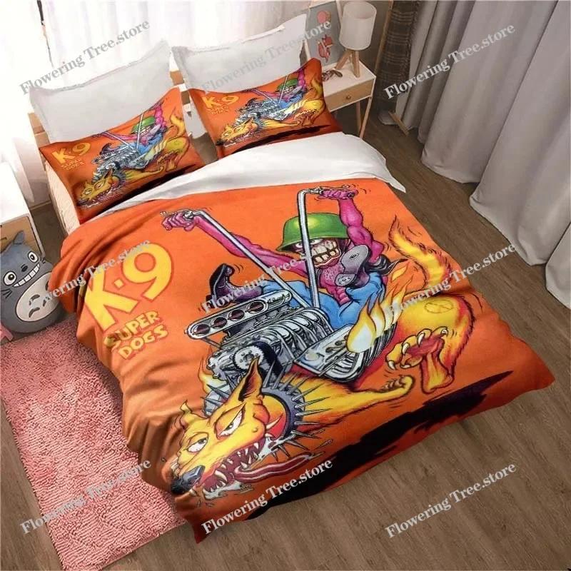 R-Rat Fink Logo Cartoon Sheet Quilt Covers Bedding Dormitory Sheets Bedding Set Soft Warm Bedding Set