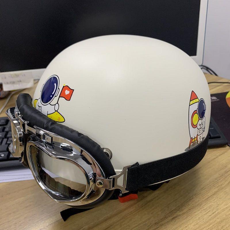 Trendy Street-Style Half Helmet with Eye Protection for Young Riders