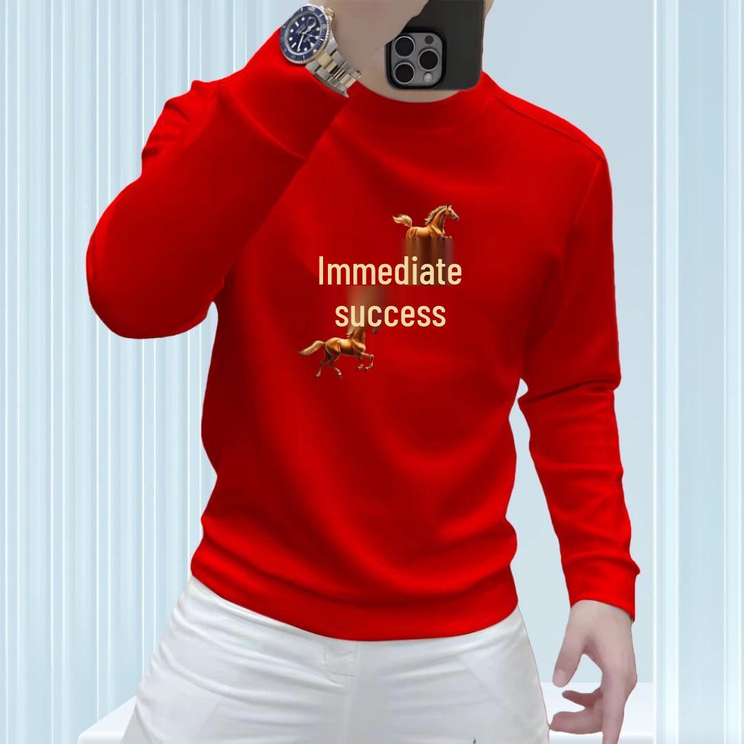 2026 Autumn/Winter Men s Casual Round Neck  Ma Dao Cheng Gong  Printed Hoodie, Versatile Long Sleeve Large