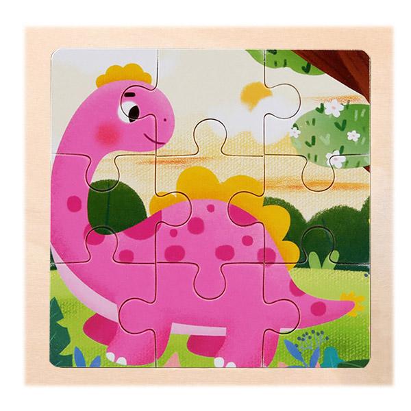 New 9 Piece Montessori Wooden Puzzle Cartoon Dinosaur Transportation Jigsaw 3d Puzzle Early Learning Educational Toys for Kids