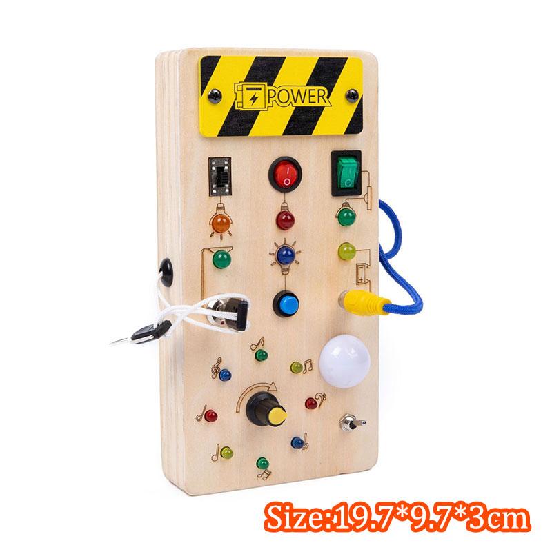 2 in 1 Montessori Busy Board Light Switch Games Toddlers Sensory Manipulation Board Parish Learning Activity Wooden Children Toy