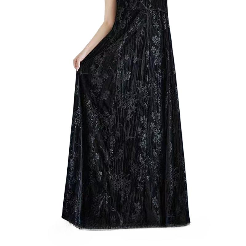 Schwarzer Brokat Stretchy Jacquard Samtstoff Afrikanischer Nigerianischer Stoff für DIY Nähen Kleid Cheongsam 150cm Breite