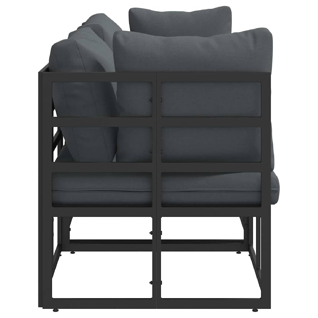 Outdoor Furniture Set with Cushions 3 Piece Black and Anthracite Metal