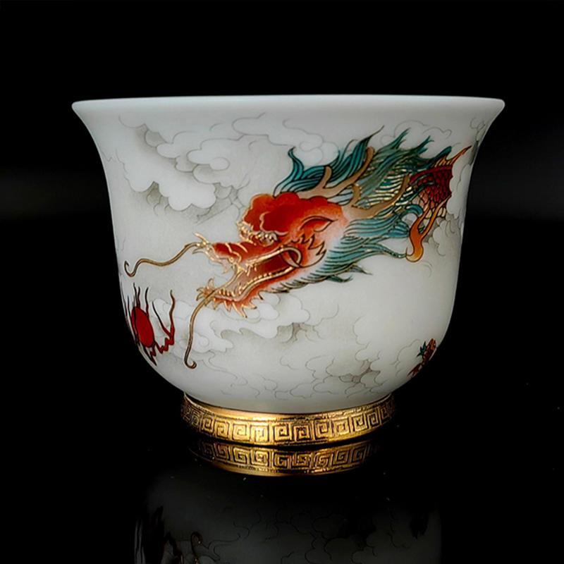 Beautiful Chinese Jingdezhen Porcelain Unusual Kung Fu Ceramic Tea Cup Aesthetic Caneca De Porcelana Handmade Mug Teeware Teware