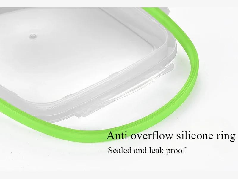 1pcs 304 Stainless Steel Lunch Box Food Storage Container Airtight  Transparent Lid Freshness Keeper for Fruits Cold Storage