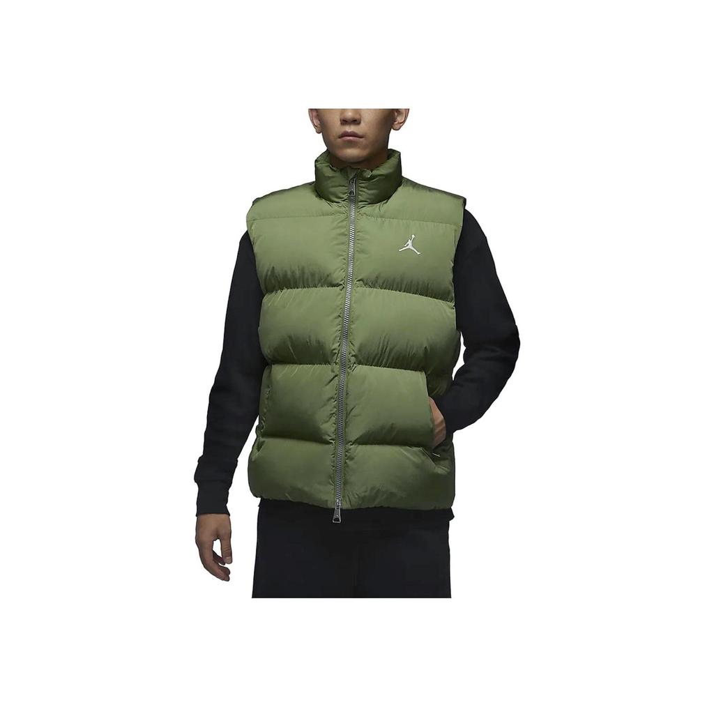 Jordan Essentials Solid Color Stand Collar Zip Vest Men Vest Green FB7308-340