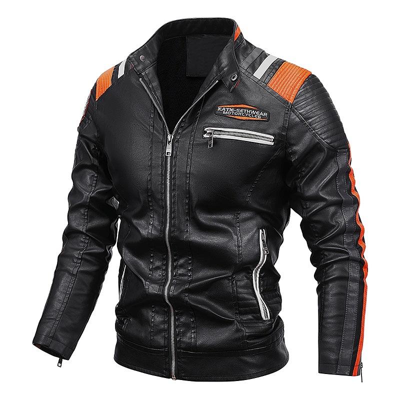 Leather Jacket Men's Fashion Stand-up Collar Jacket Men's Jacket Winter Leather Jacket Men's Clothing