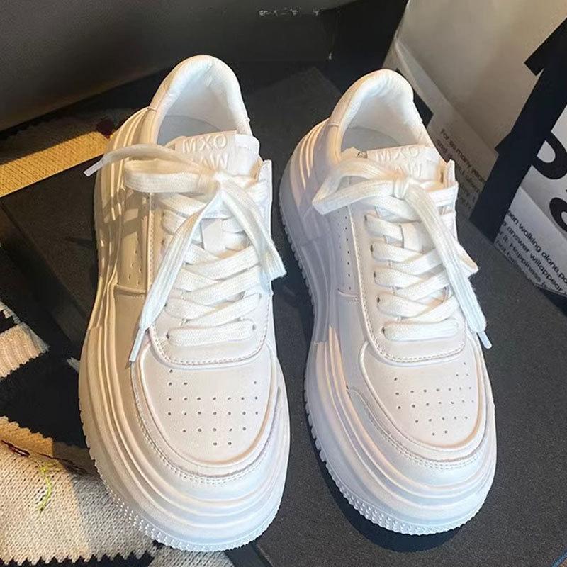 Leather Board Shoes Children's Spring New Thick-soled Heightening White Shoes Student Versatile Casual Sports Shoes