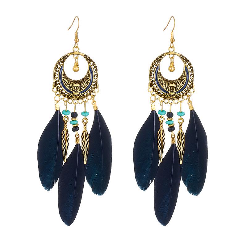 Bohemian Long Tassel Feather Earrings - Trendy Douyin-Inspired Design for Women