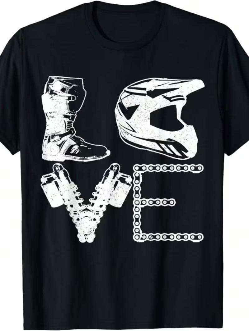 T-Shirt Homme Motocross Manches et Col Rond avec S