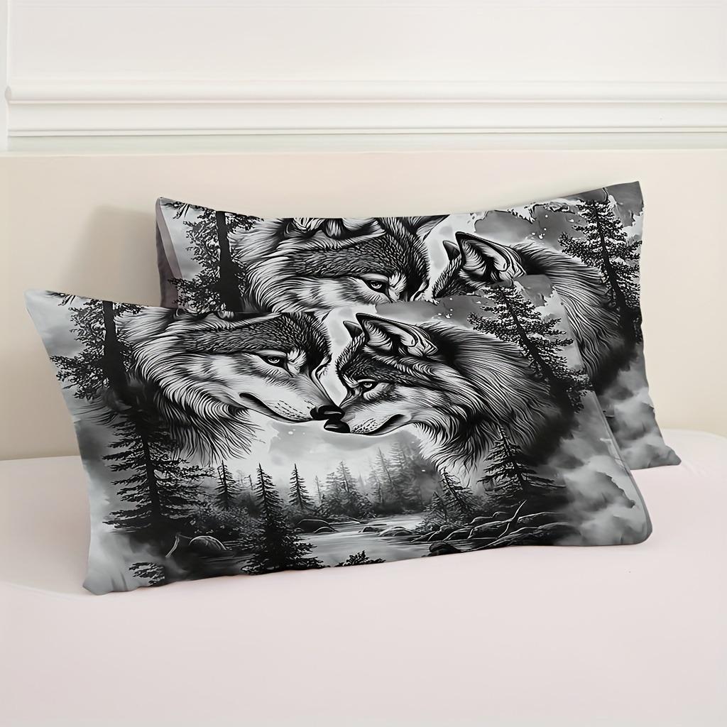 Wölfe Bettwäscheset Tier Bettbezugset Weicher Steppdeckenbezug mit Kissenbezug für Schlafzimmerdekor Geburtstagsgeschenk für Jungen Jugendliche