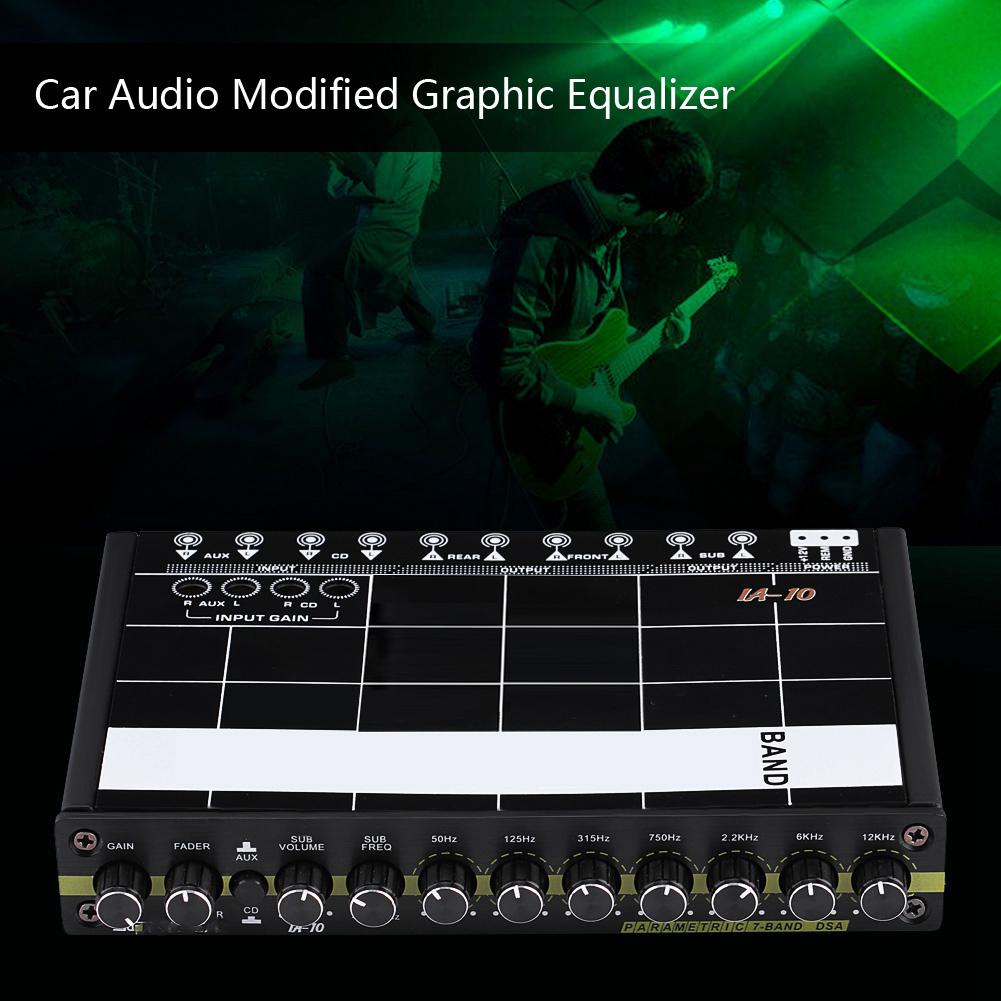 Car Audio Modified Graphic Equalizer EQ 7s Car Audio Stereo Tuner w  3.5mm Aux in & Knob