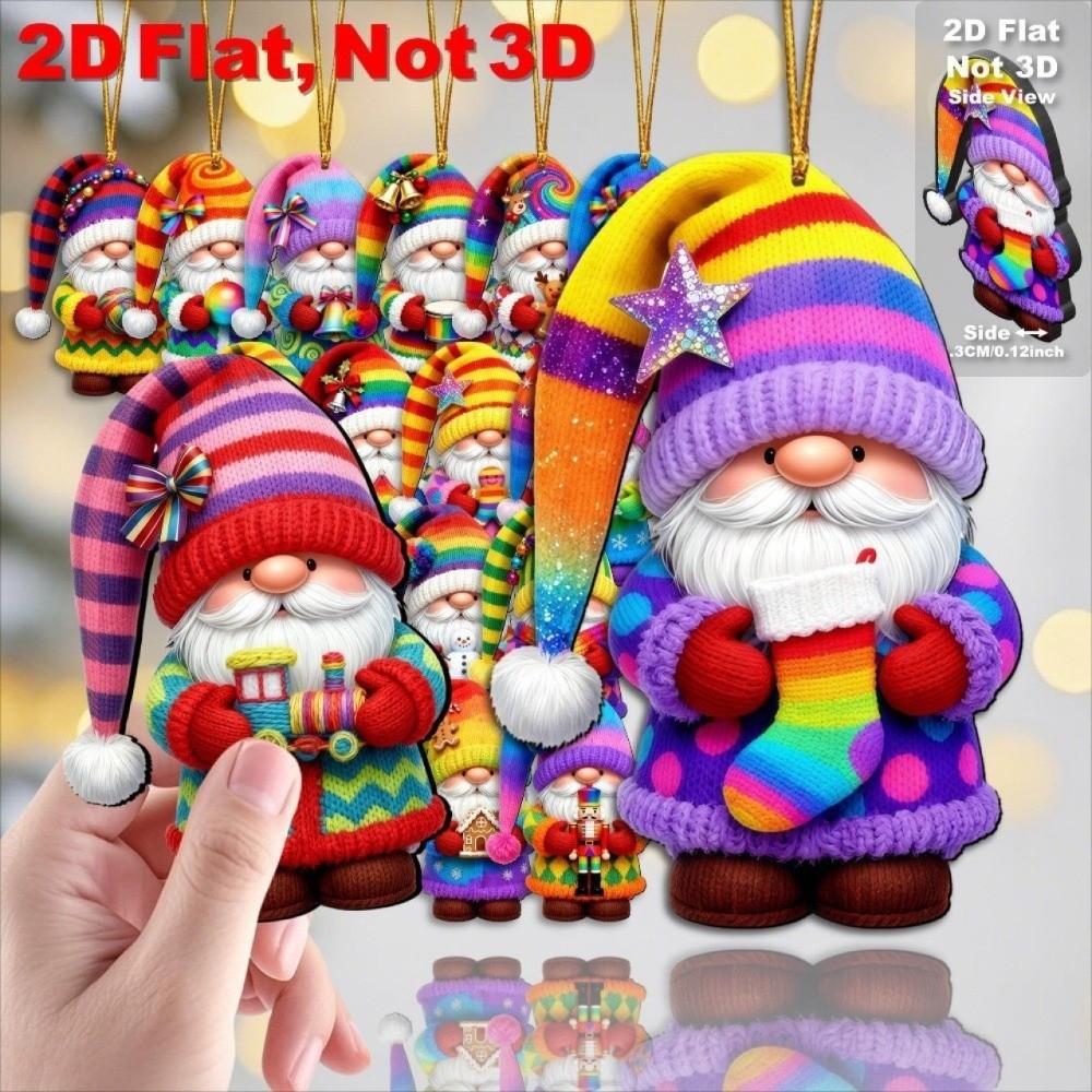 16 Pieces Set 2D Design Xmas Decor Elements Santa Claus Santa Claus Ornaments Christmas Tree