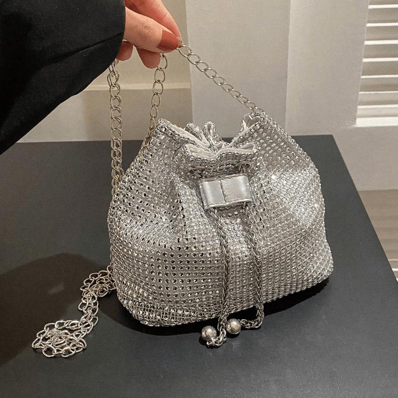 Large Capacity Drawstring Bucket Bag | Adjustable Chain Strap, Versatile for Casual, Office & Shopping
