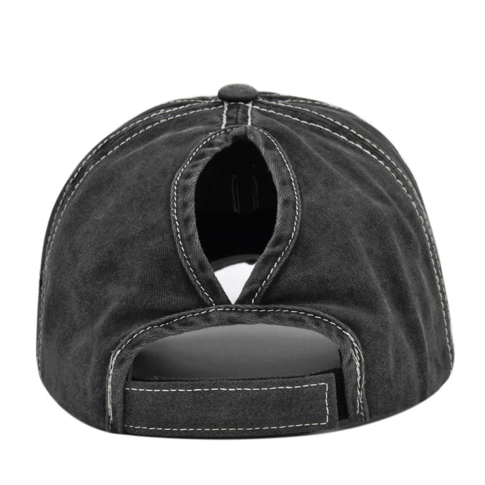 Women Ponytail Baseball Cap Washed Cotton Sun Hat Female Pentagram Sequins Hip Hop Snapback Adjustable Sport Golf Hats