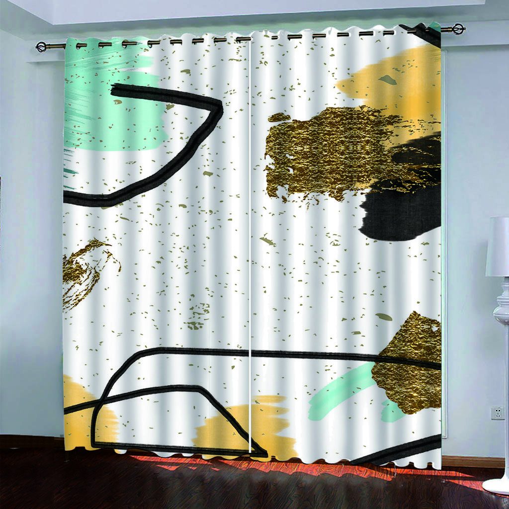 Creative Gold Black Art Prints 3D Printed Blackout Curtain For Kids Girl Bedroom Living Room Decoration Window Treatment Drapes